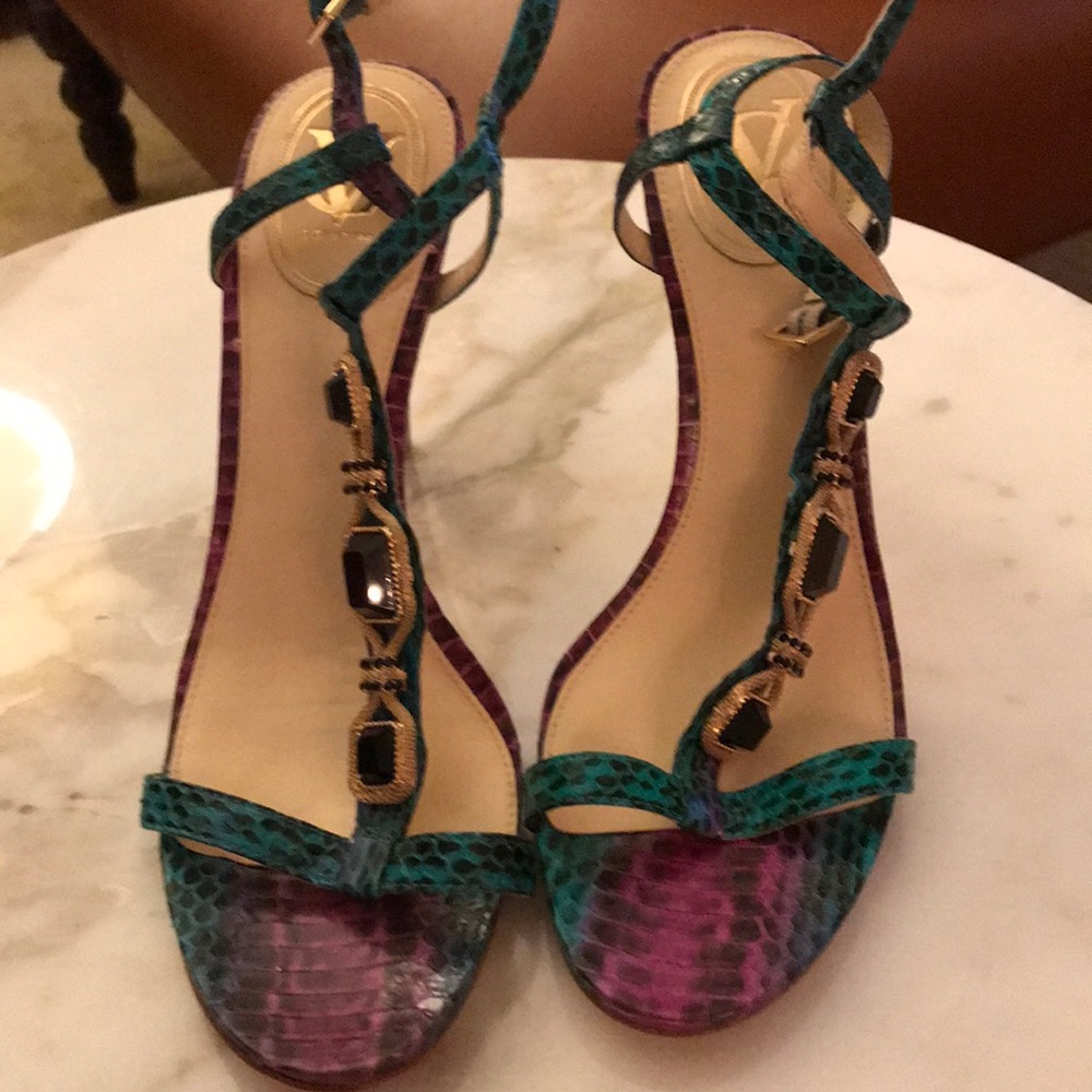 Magenta and Teal Lizard Sandal VC Signature